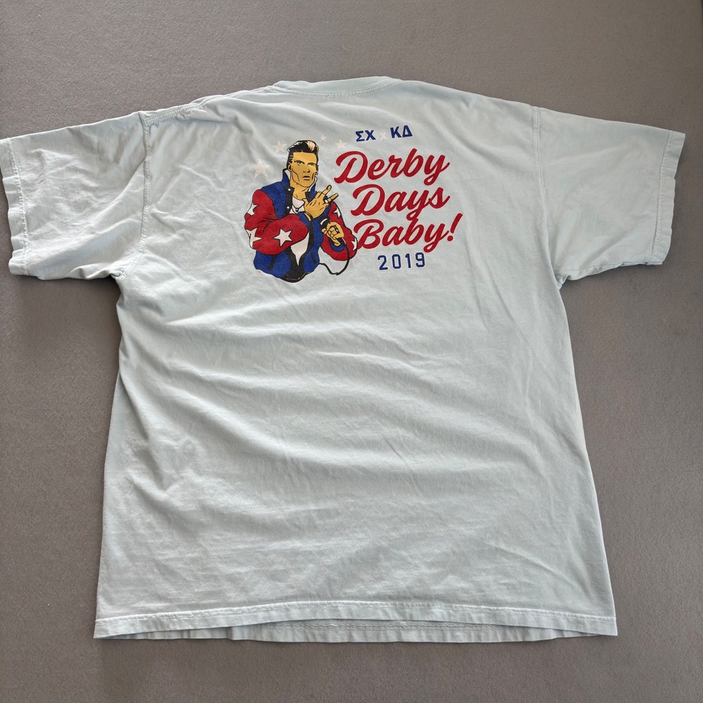 Comfort Colors Sigma Chi Kappa Delta Derby Days 2019 Graphic T-Shirt XL Blue